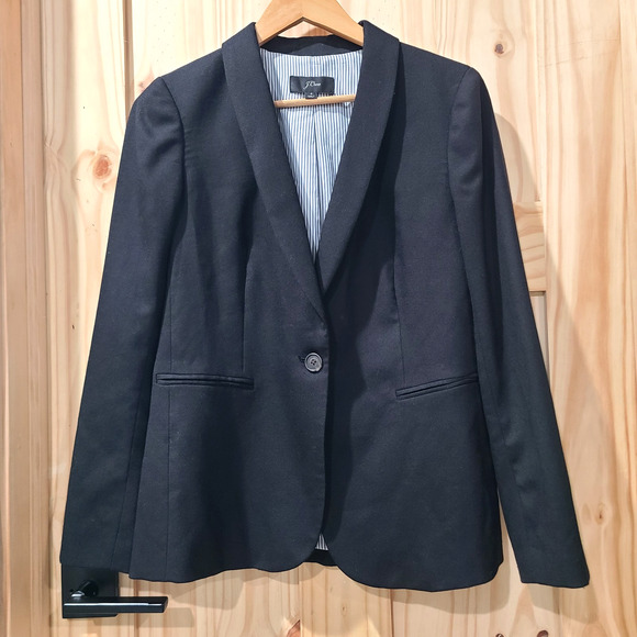 J. Crew Jackets & Blazers - J Crew Black Parke Blazer Wool Flannel Classic Fit Layering Jacket J5627 Size 4